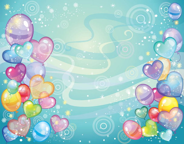 Achtergrond met balloons_turquoise - Vector, afbeelding
