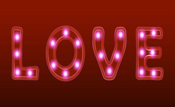 love neon light retro banner. Valentines day card. - Foto, afbeelding