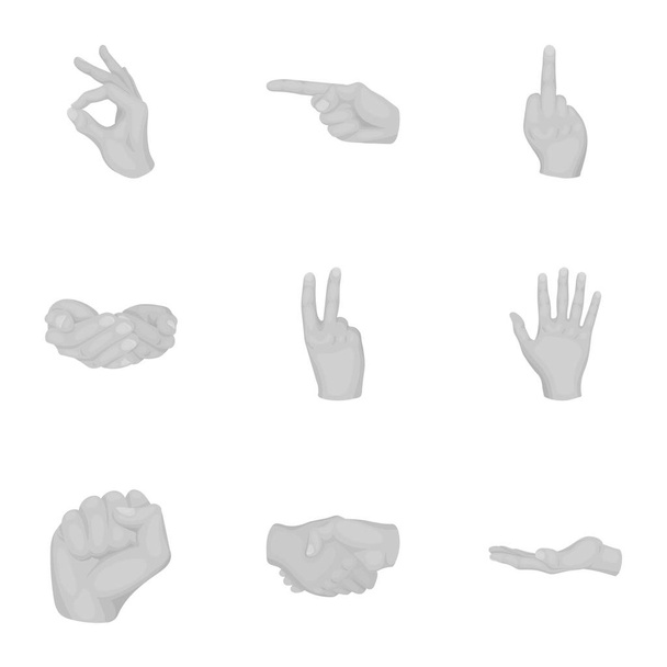 Χειρονομίες εικόνες που σε μονόχρωμη στυλ. Μεγάλη συλλογή των χειρονομιών διάνυσμα απόθεμα ενδεικτικά σύμβολο - Διάνυσμα, εικόνα