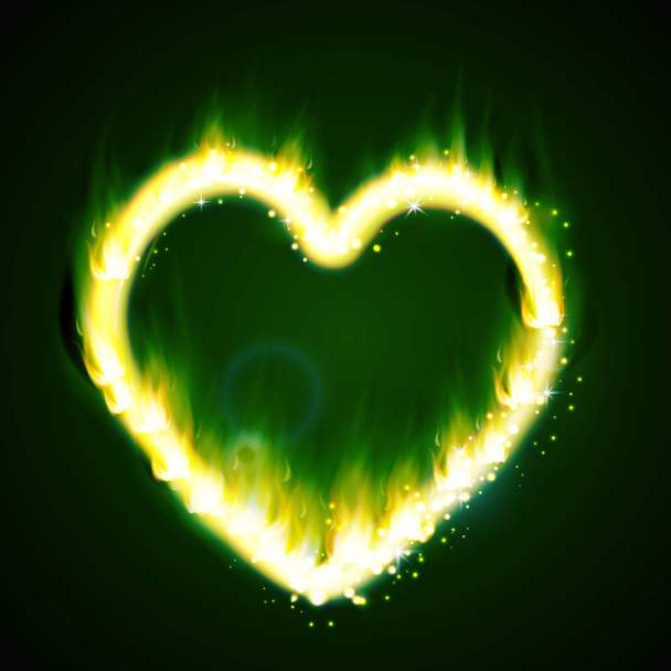 flame heart on the dark - Vector, Image