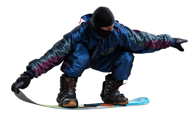 riding snowboarder isolated on white - Foto, imagen