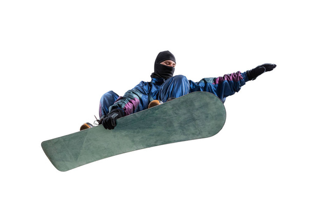 snowboarder voador isolado em branco
 - Foto, Imagem