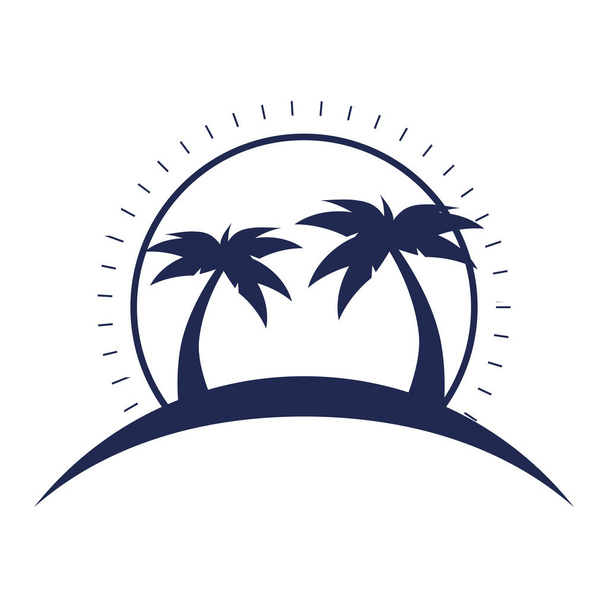 Playa de verano con palmeras
 - Vector, imagen