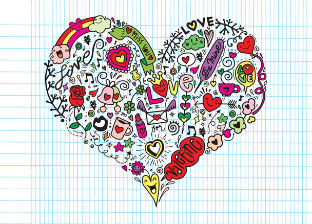 amor incompleto y corazones garabatos, ilustración vectorial
 - Vector, imagen