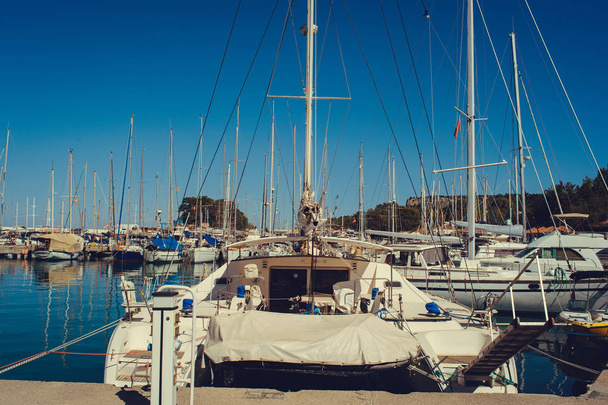 pier with yachts at sea - Фото, зображення