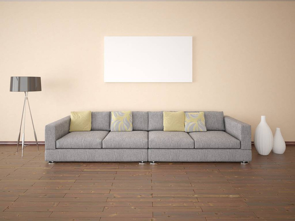  Mock up poster modern living room with a comfortable sofa. - Photo, Image