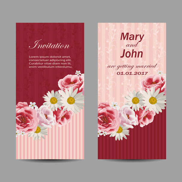 Set of wedding invitation cards design. - Vector, Image