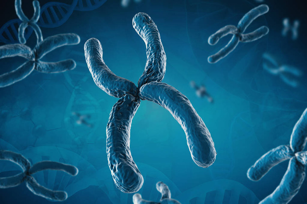 blaues Chromosom auf blauem Hintergrund - Foto, Bild