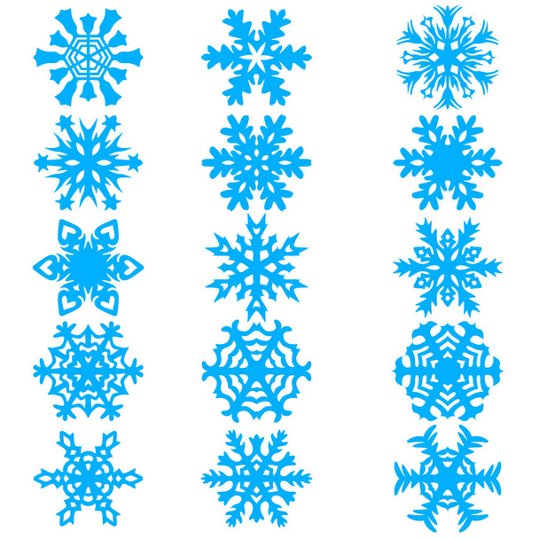 Zestaw ikon płatki śniegu na białym tle, ilustracji wektorowych - Wektor, obraz