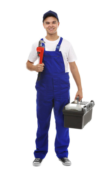 Young handsome plumber - Foto, afbeelding