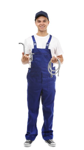 Young handsome plumber - 写真・画像