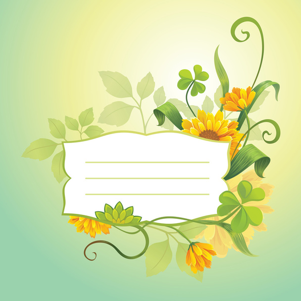 Floral label tag - Vector, afbeelding