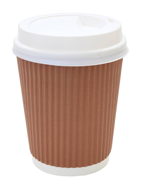 Top side coffee cup and heat insulation on white background. - Foto, imagen