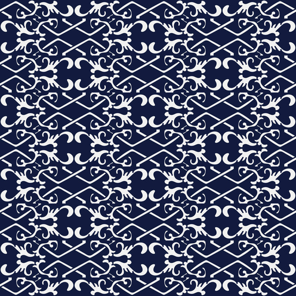 Azul sem costura fundo japonês Verifique Cross Spiral Chain
 - Vetor, Imagem