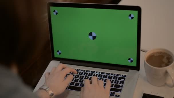 Computer green screen typing hands - Footage, Video