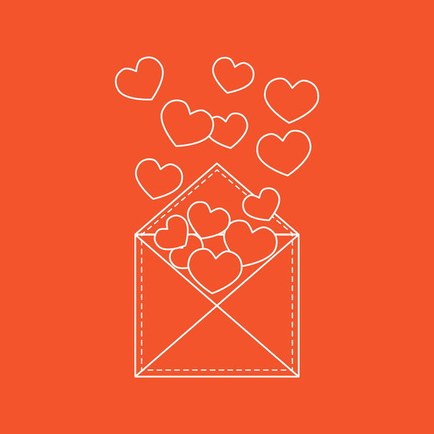 Cute vector illustration of postal envelope with hearts. - Vector, afbeelding