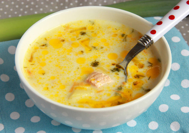 Norweska zupa łosoś - Zdjęcie, obraz