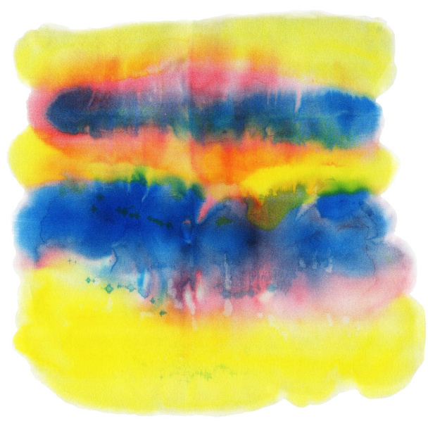 Yellow, blue and red watercolor spot - Foto, Imagen