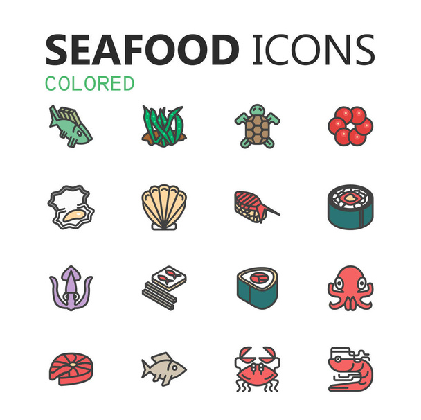 Seafood icon Vector Illustration Collection linear style - ベクター画像