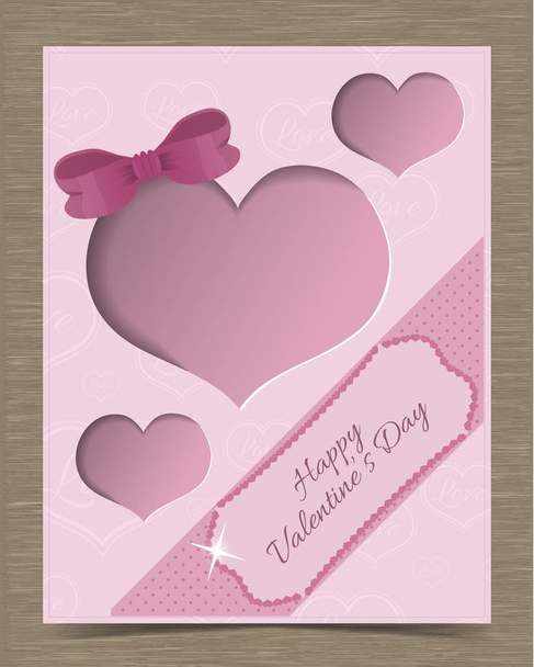 Clipped Pink Valentine Card Template with Hearts - Vektori, kuva