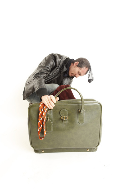 Bank robber with vintage suitcase - Fotó, kép