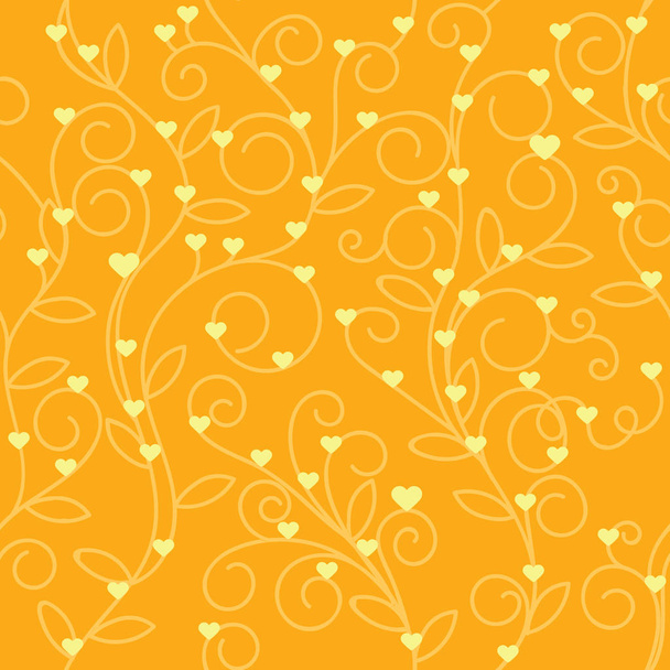 Seamless floral heart fabric orange tone - Vector, Image
