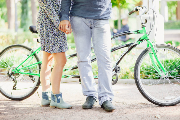 couple with tandem bicycle - Photo, Image