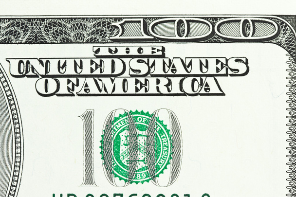 honderd dollar bill close-up shot - Foto, afbeelding