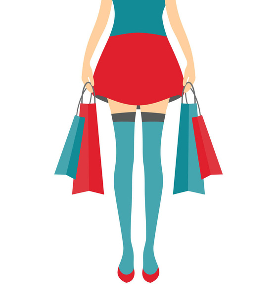 Shopping girl vector illustration - Vector, afbeelding