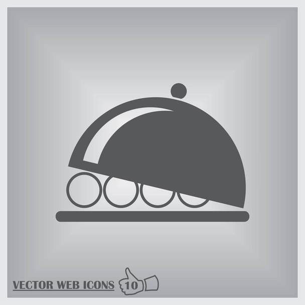 食品の大皿料理サイン ベクトル アイコン - ベクター画像