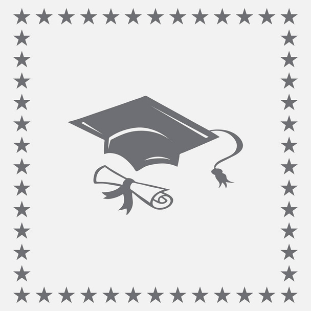 Abschluss Mütze und Diplom Web-Symbol. Vektorillustration - Vektor, Bild