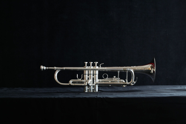 Nice trumpet on black background - Fotoğraf, Görsel