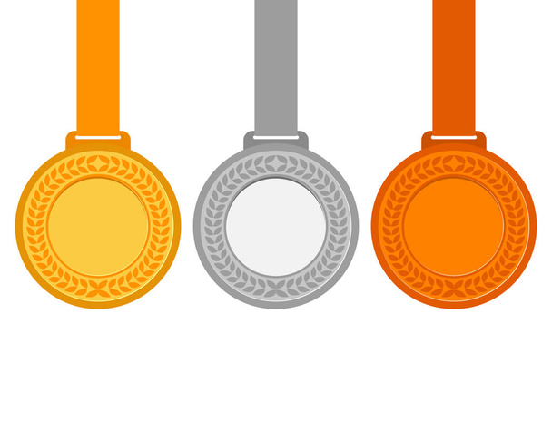 Χρυσά, αργυρά και χάλκινα μετάλλια για τους νικητές των πρωταθλητών. - Διάνυσμα, εικόνα