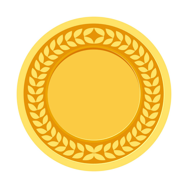 Medalha de Ouro para o campeão em primeiro lugar. Ícone plano, vecto
 - Vetor, Imagem