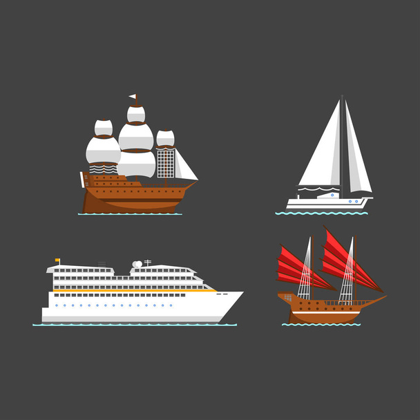 Ship and boats vector. - Vector, Image