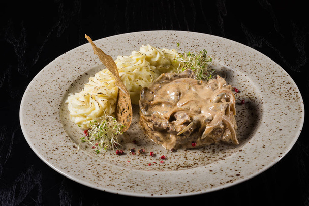 beef stroganoff on a plate. - Photo, Image