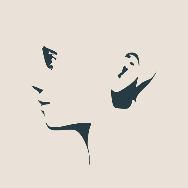 Silhouette of a female head. Face side view. - Вектор,изображение