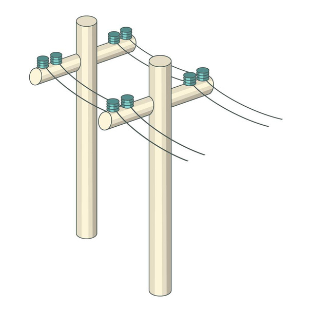 Postes con el icono de los alambres, estilo de dibujos animados
 - Vector, Imagen