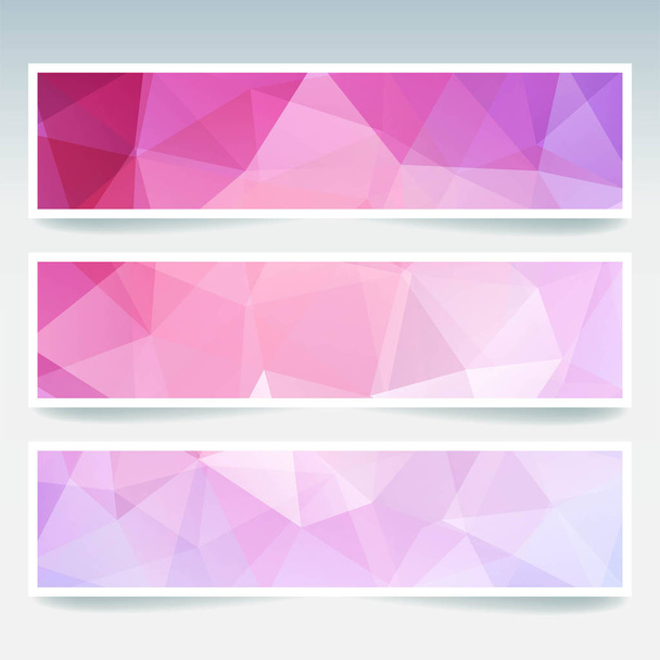Abstract banner with business design templates. Set of Banners with polygonal mosaic backgrounds. Geometric triangular vector illustration. Pink, white colors. - Vector, Image