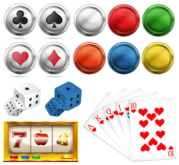 Juego de casino con fichas y cartas
 - Vector, Imagen