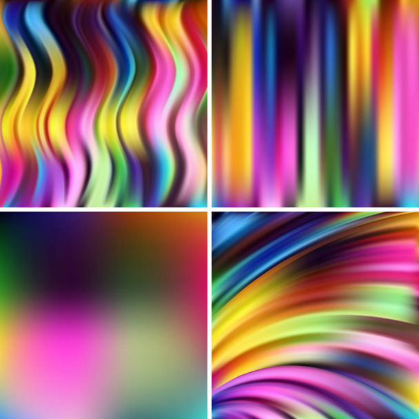 Abstract blurred vector backgrounds. For art illustration template design, business infographic and social media. Pink, yellow, green, blue, black colors. - Vector, Image