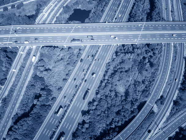 Luchtfoto van de snelweg - Foto, afbeelding