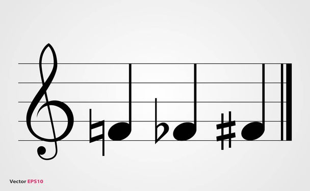Símbolos musicais planos, nítidos e naturais
 - Vetor, Imagem