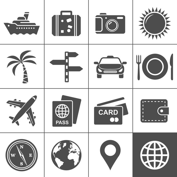 Podróże i turystyka zestaw ikon. Seria Simplus - Wektor, obraz