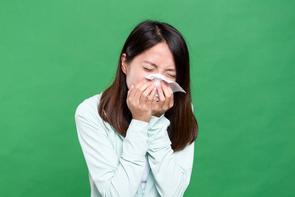 Woman feeling sneeze - Фото, изображение