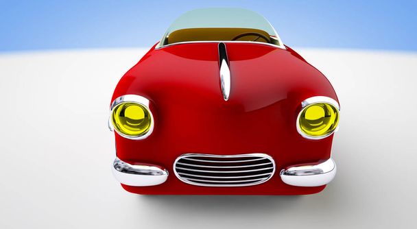 赤いおもちゃの車。3 d のレンダリング - 写真・画像