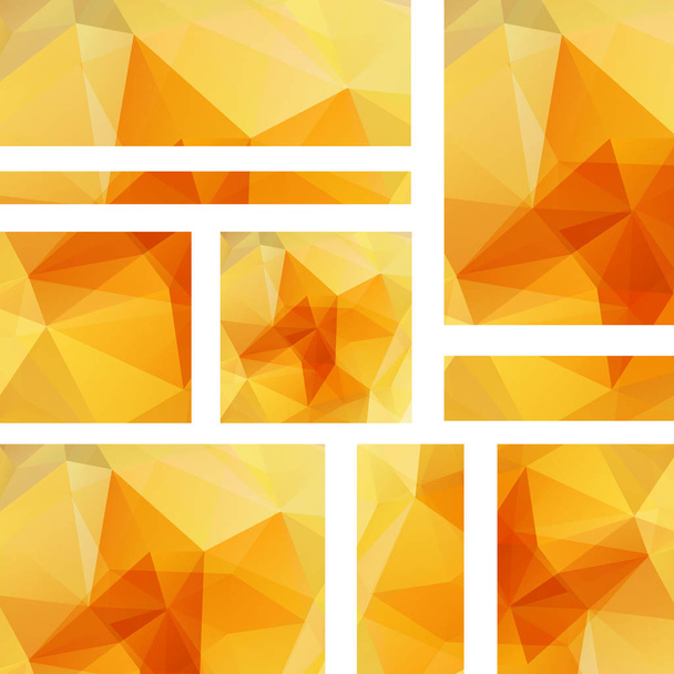 Conjunto de modelos de banner laranja com fundo abstrato. Bandeiras vetoriais modernas com fundo poligonal
 - Vetor, Imagem