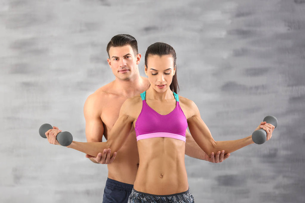 sporty couple in gym - Foto, Imagem