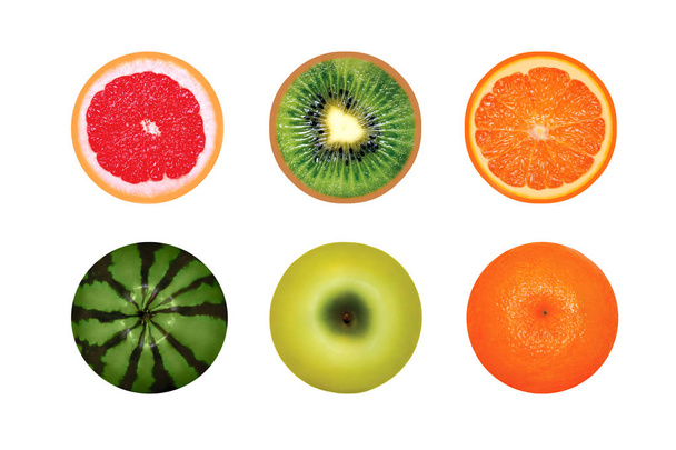 Juicy round fruits isolated on a white background, grapefruit, w - Photo, Image