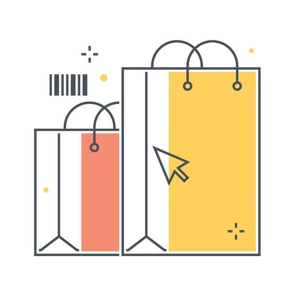 色のライン、ショッピング バッグ イラスト概念図、アイコン - ベクター画像
